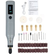 Resim Suofeng Taşınabilir 3 Hızlı Dijital Ekranlı Şarjlı Döner Alet Seti, 43 Parça Aksesuarlı Kesme, Taşlama, Delme Ve Oyma İçin Sanat Ve El İşi Aracı 