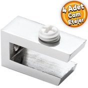 Resim Cam Tutucu Ahşap Raf Tutucu Cam Etejeri Metal U Tipi Krom Plastik Vidalı (4 ADET) 