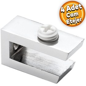 Resim Cam Tutucu Ahşap Raf Tutucu Cam Etejeri Metal U Tipi Krom Plastik Vidalı (4 ADET) 