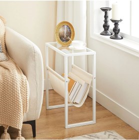 Resim TOLIAHOME Beyaz Renk Temperli Cam Gazetelik Dergilik Yan Sehpa Koltuk Sehpası Servis Sehpası 