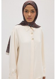 Resim Mirsoy Scarf Rüya Pamuk Etnik Desen Şal Kahve 