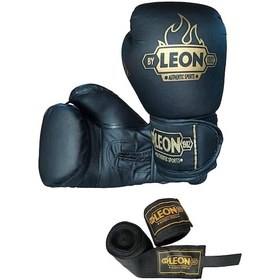 Resim Kogam Leon Blade Boks, Kick Boks Ve Muay Thai Eldiveni+Bandaj Siyah 