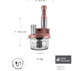 Resim Uzun Cam Mutfak Robotu, 6 Bıçak, 2500 W, Rosegold, Ayaklı, Çok Fonksiyonlu 