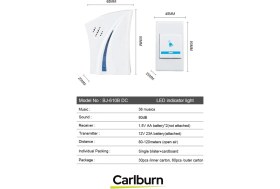 Resim Lüks Pilli 12W Kolay Monte Edilen 100 Metre Uzaktan Kumandalı 24 Melodi Kablosuz Kapı Zili 