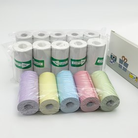 Resim 15'li Mini Termal Kağıt Kombinasyon Paketi: 5 Rulo Beyaz Termal, 5 Rulo Kendinden Yapışkanlı Beyaz Etiket, 5 Rulo Renkli Termal – Çoğu Mini Yazıcı İçin Uygun, Ofis, Ev Kullanımı, Öğrenme, Fotoğraf ve Günlük Tutma & DIY için İdeal (57 x 25mm) 