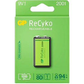 Resim AYT Ticaret HT-101 GP RECYKO 9 VOLT 200 MAH NI-MH ŞARJLI PİL GP20R8H-2E1-(GPRHV208R075) 