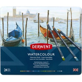 Resim Derwent Watercolour Pencil Suluboya Kalem Seti 24'lü Teneke Kutu 