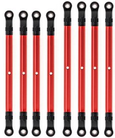 Resim Honmex Axıal 1/10 Scx10 313mm Tekerlek Mesafesi İçin 8 Parça Alüminyum Kumanda Bağlantı Kolu Seti - Trx4 Uyumlu Kırmızı Yer Değiştirme Parçası 