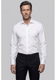Resim Bisse Beyaz Regular Fit Cepsiz Klasik Uzun İtalyan Yaka Saten Gömlek Gmkls252184 D01 