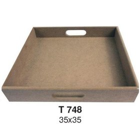 Resim Ahşap Kare Tepsi 35X35Cm T748 