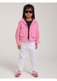 Resim Escabel Kız Bebek Pamuklu İnce Dokulu Ceket-15123 Pembe 