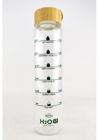 Resim Digithome H2O Fit Bambu Kapaklı Cam Matara 1 L - H2O75992 C1-1-18 