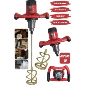 Resim Retools Kırmızı Kabartmalı 1600W Boya&harç Karıştırıcı 