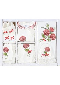 Resim Sitilin Kız Bebek Ortanca Natural 10 Lu Hastane Çıkışı Kanaviçe Çiçek Desen Stl4576 Kırmızı 