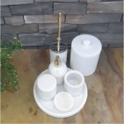 Resim Beyaz Mermer 7'li Banyo Seti 