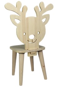 Resim CFToys Çocuk Sandalyesi Ahşap - Geyik (MASİF ÇAM AHŞAP) 