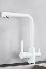 Resim HMS Beyaz Arıtmalı 3 Yollu Mutfak Eviye Bataryası 