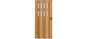 Resim Faran Dekorasyon 160 x 215 Meşe Renk Camlı Pvc Akordiyon Katlanır Kapı - Frnakmodel-69 