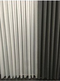 Resim Perdefony Çizgili Düz Tül Perde 