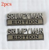 Resim Lumaworld 2pcs Grumpy For Man Edıtıon 3d Metal Araba Rozeti Sticker Silvery Black 