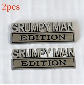 Resim Lumaworld 2pcs Grumpy For Man Edıtıon 3d Metal Araba Rozeti Sticker Silvery Black 