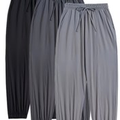 Resim Kadınlar için 3'lü Hızlı Kuruyan Jogger Pantolon Seti, İpli Bel - Düz Renk, Polyester, Esnemez, Her Mevsim Aktif Giyim 