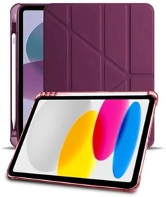 Resim iPad 11. Nesil (2025) A16 11" / 10. Nesil (2022) 10.9” Uyumlu Tri-Folding Akıllı Kılıf Kalem Bölmeli Otomatik Uyku Modlu (Bordo) 