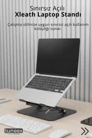 Resim tuneex Xleath Tüm Modellerle Uyumlu Katlanabilir Sınırsız Açılı Deri Korumalı Laptop Standı Soğutucu 