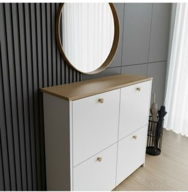 Resim Via 4 Kapaklı Çok Amaçlı Ayakkabılık Ve Antre Dolabı - Beyaz Çok Renkli 