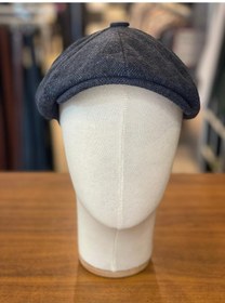 Resim Hamze Peaky Blinders Tarz İngiliz Model Balıksırtı Desen Kaşe Kumaş Kasket Şapka Lacivert 