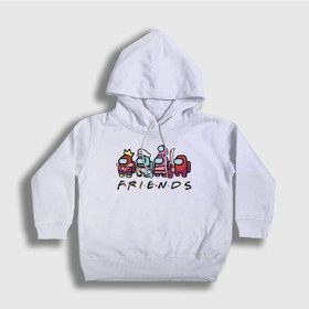 Resim Presmono Unisex Çocuk Friends Among Us Kapüşonlu Sweatshirt Beyaz 