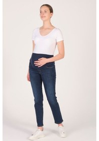 Resim Busa Hamile Mom Fit Kot Pantolon Koyu Lacivert-koyu Lacivert 