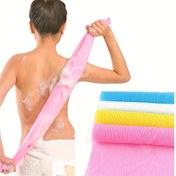 Resim 1 adet Mikrofiber Naylon Şerit Fırçalı Banyo Havlusu, %100 Naylon Peeling Duş Havlusu Kaşıntı Giderici ve Köpürtme İçin, Yetişkin Sırt Ovma Fırçası 