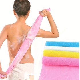 Resim 1 adet Mikrofiber Naylon Şerit Fırçalı Banyo Havlusu, %100 Naylon Peeling Duş Havlusu Kaşıntı Giderici ve Köpürtme İçin, Yetişkin Sırt Ovma Fırçası 