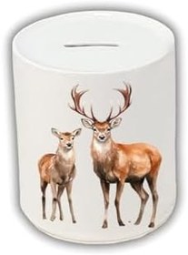 Resim Geyikler Baskılı Kumbara - Para Biriktirme Kumbarası 