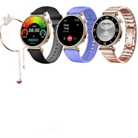 Resim Polygold Smart Watch Kadın Akıllı Saat Türkçe Menü Amoled Ekran 3 Kordon ve Bileklik Hediye IosveAndroid Uyum 