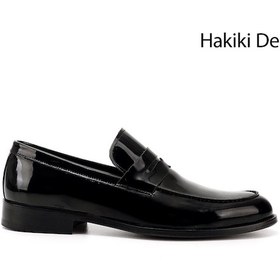 Resim Gönderi(R) Gönderi R Siyah Rugan Kösele Taban Hakiki Deri Loafer Ayakkabı Sıyahrugan 