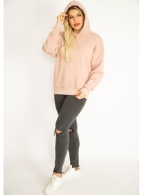 Resim Şans Kadın Pudra 3 İplik İçi Şardonlu Sweatshirt 65n35068-pudra Pudra 