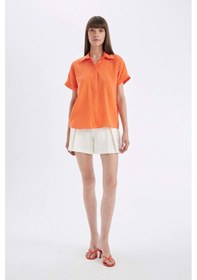 Resim DeFacto Oversize Geniş Kalıp Kısa Kollu Gömlek D3068AX24SMOG191 