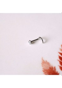 Resim Cerrahi Çelik Silver Renk Tek Taş Burun Piercingi Nostril Screw Ç Renkli 