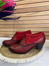 Resim Atiker Hakiki Deri Bordo Bağcıklı Bootie atiker204 
