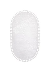 Resim Halı Beyaz Cool Bohem Desenlidesenli Yıkanabilir Saçaklı Oval Yolluk Salon Halısı 