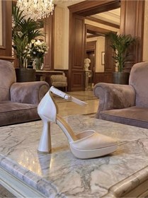 Resim E&L Company 12cm Sade Beyaz saten kumaş Gelin, Nikah ayakkabısı. 