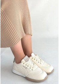 Resim Tawen Bej Cilt Bağcıklı Spor Ayakkabı Bej 