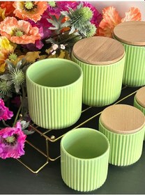 Resim Edora Yeşil 7 Parça Baharatlık Takımı,bambu Vakum Kapaklı Kavanoz Seti 