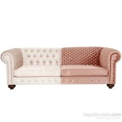 Resim 3A Mobilya Modern Örgü Chesterfield - Pembe Beyaz 
