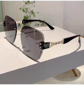 Resim Unisex Güneş Gözlüğü 2025 Yeni Sınırsız Metal Zincir Basit Moda Siyah 