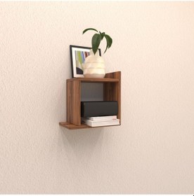 Resim Rafkestir Prima Duvar Rafı Hareli Ceviz (Mat) 