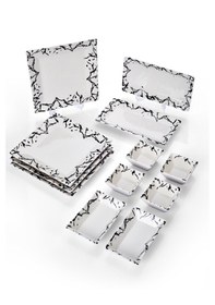 Resim Piatti Naturali 12 Parça 4 Kişilik Mermer Kahvaltı Takımı Handmade Sunum Set Siyah 