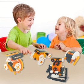 Resim Güneş Enerjili 7’si 1 Arada Robot Yapım Seti - STEM Eğitici Oyuncak, Yaratıcı Oyun ve DIY Bilim Teknoloji Projesi, Gençler İçin Mükemmel Hediye, Turuncu 